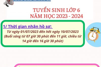 THÔNG BÁO TUYỂN SINH LỚP 6 NĂM HỌC 2023 – 2024